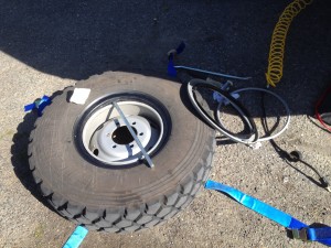 The split rim 'opened' with the little pack of white balancing beads about to be installed.