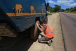 changing a tyre blow-out