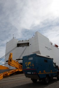 shipping an overlanding vehicle - On the dockside, waiting for customs clearance