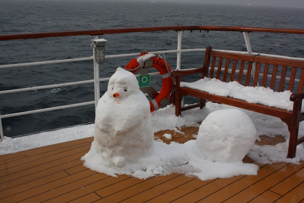 Snowman on deck Antarctica cruise