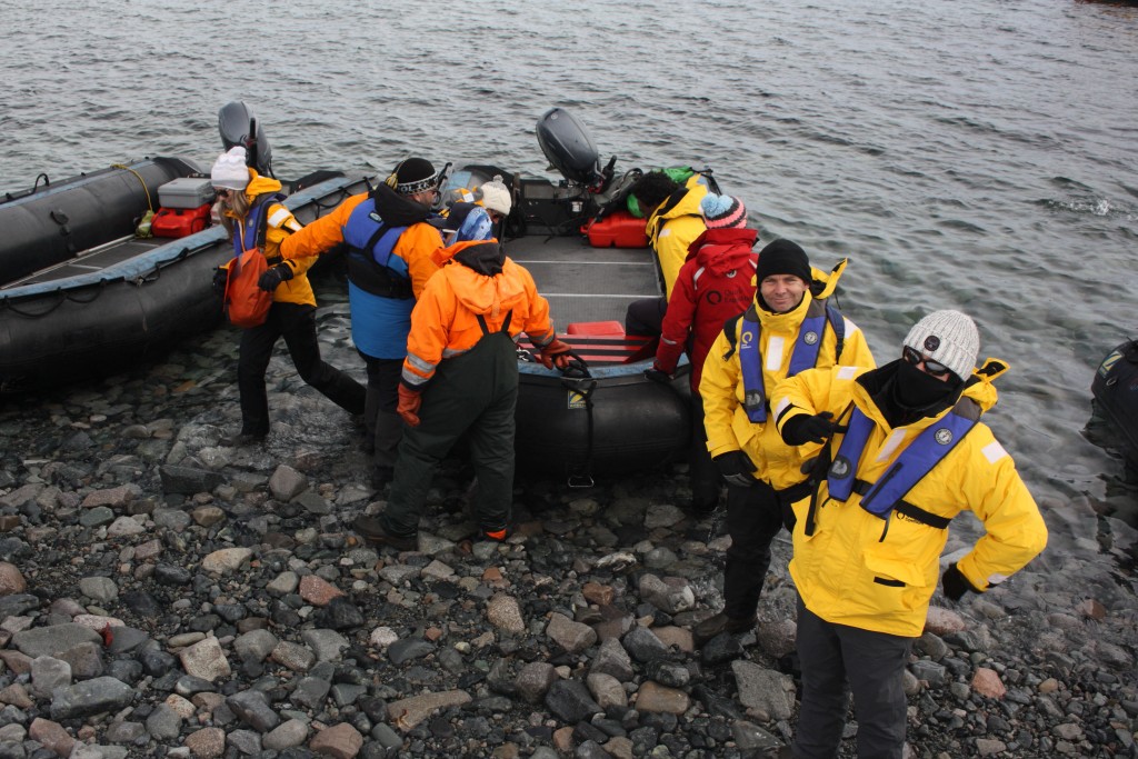 arriving on land Antarctica