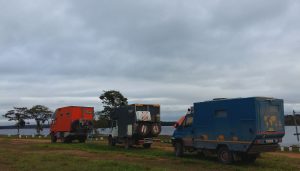 Cuthbert making friends with the French trucks