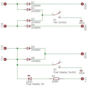 Fan and fuel heaters switches circuit diagram