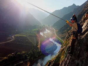 rope bridge to skylodge Sacred Valley Peru