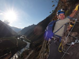 via ferrata to skylodge Sacred Valley Peru