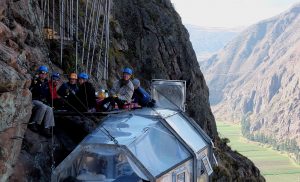 breakfast on a cliff-side Sacred Valley Peru