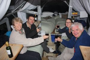 dinner in the skylodge Sacred Valley Peru