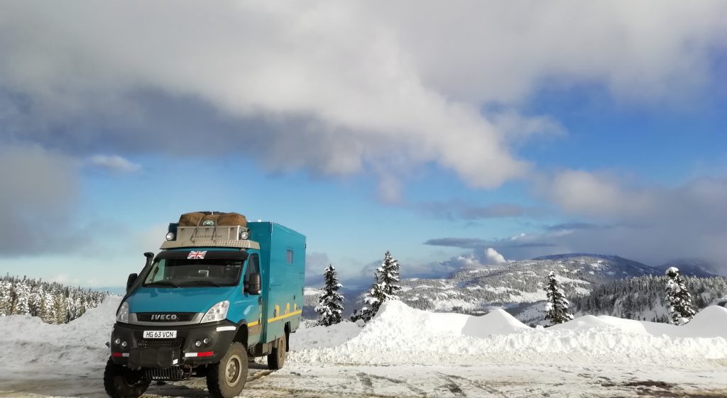 cold weather overlanding cuthbert in snow