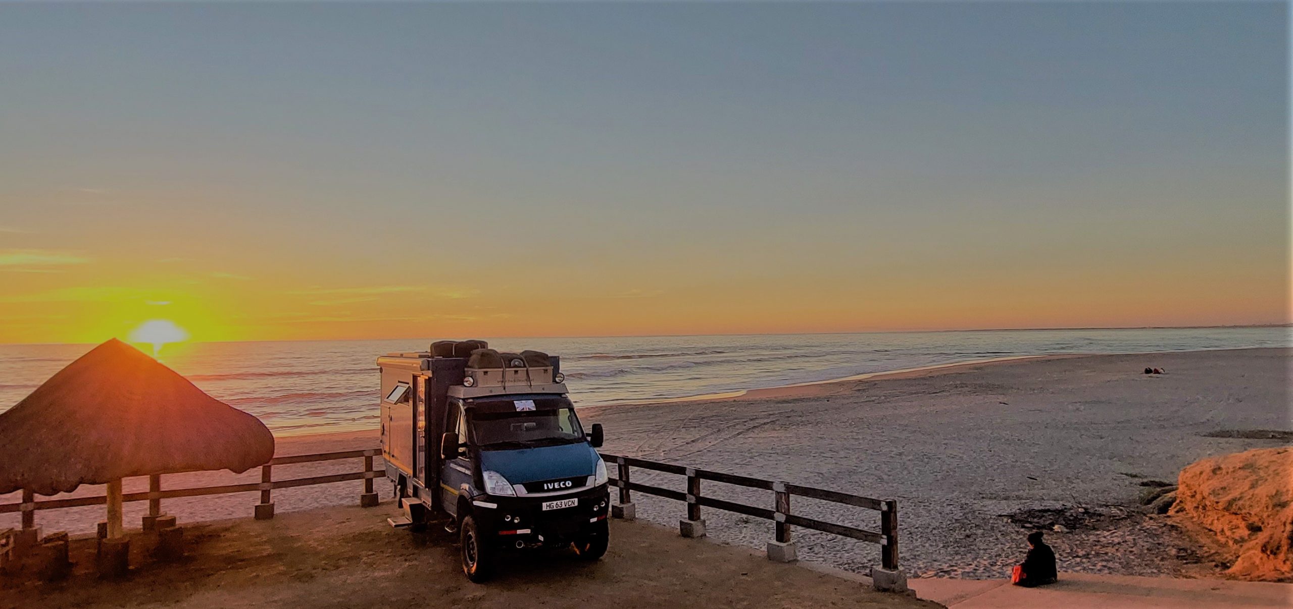 overlanding truck on mexican beach