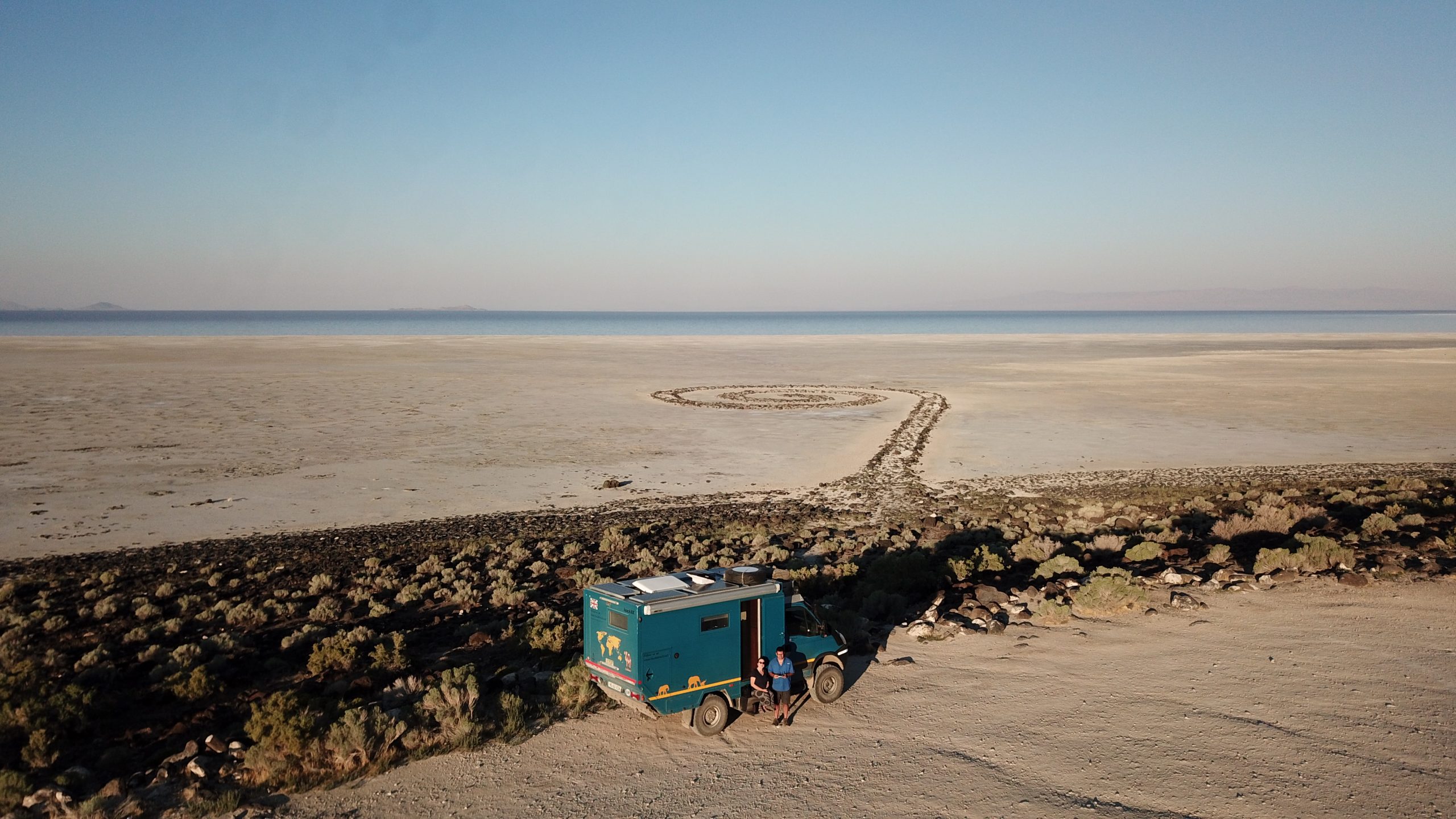 overlanding rig at Spiral Jetty Utah