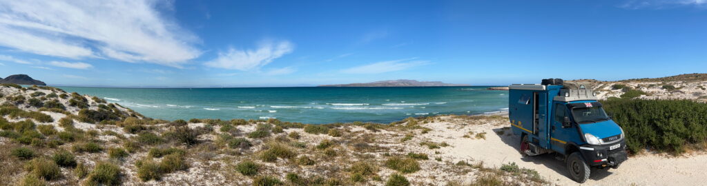 iveco daily 4x4 on a beach in baja california