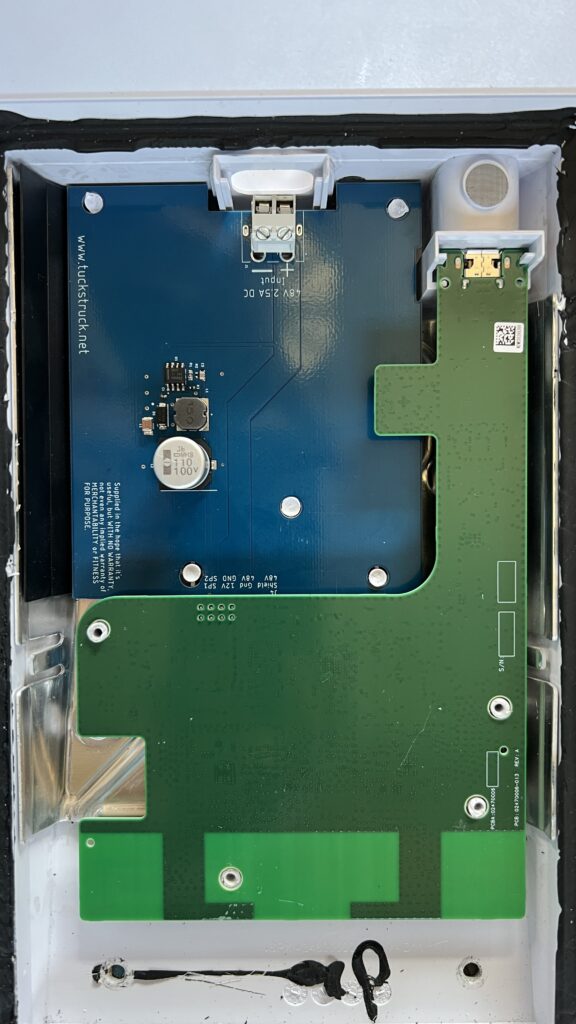 Starlink 48V PSU adapter PCB in router with WiFi PCB fitted ontop